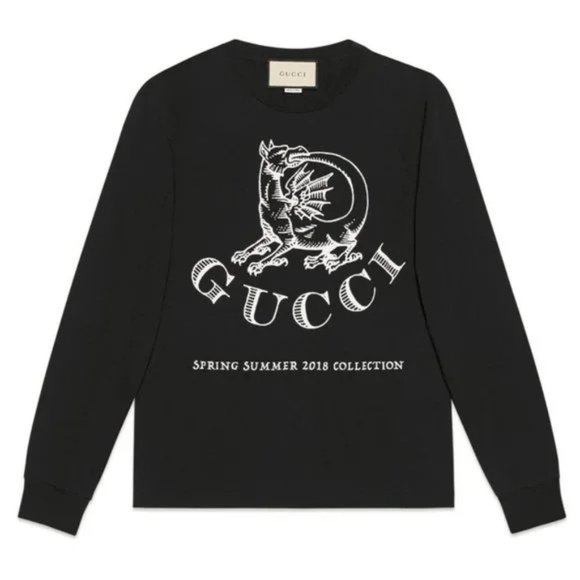 Gucci Men's SS/18 Dragon Invite Black Cotton T-Shirt - Picture 1 of 7